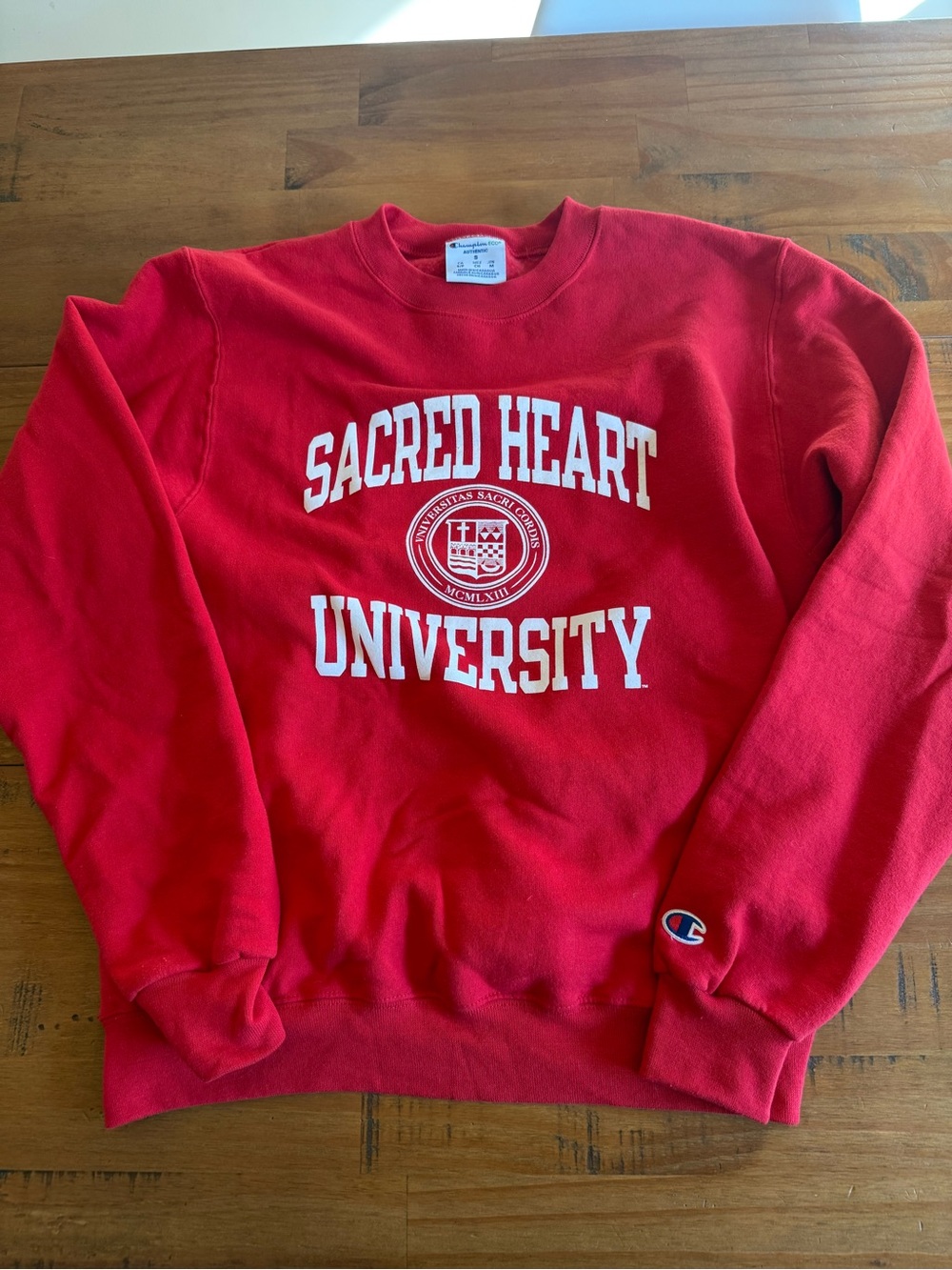 Champion Red Sacred Heart University Crewneck Sweatshirt